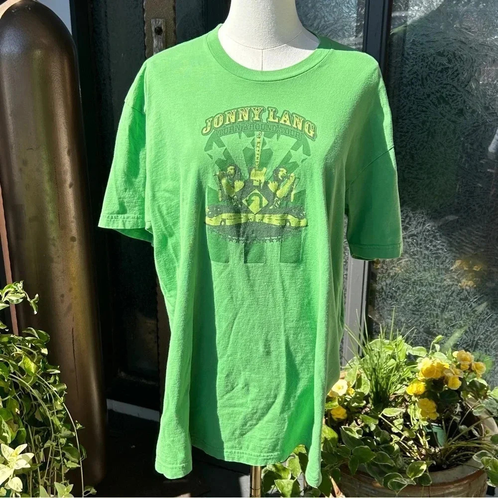 American Apparel Green Jonny Lang 100% Cotton Short Sleeve Concert Band T-Shirt